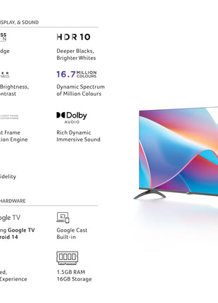 acer 100 cm (40 inches) I Pro Series Full HD Smart LED Google TV AR40FDIGU2841AT (Black) 