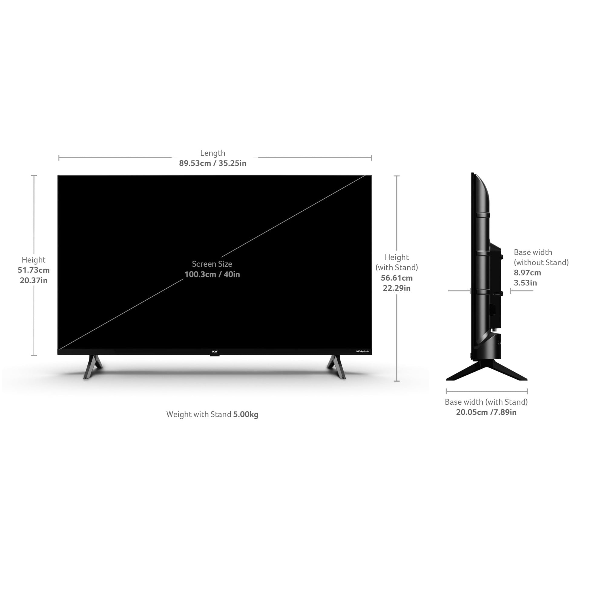 acer 100 cm (40 inches) Ultra I Series FHD Smart LED Google TV AR40FDGGU2841BD 