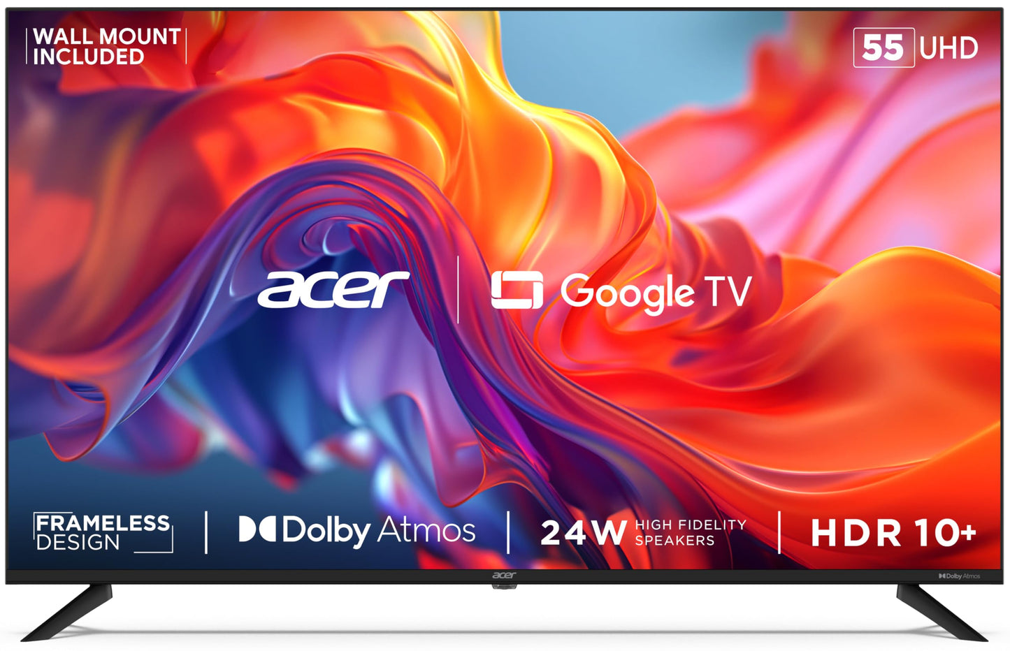 acer 139 cm (55 inches) G Series 4K Ultra HD Smart LED Google TV AR55GT2851UDFL (Black) 