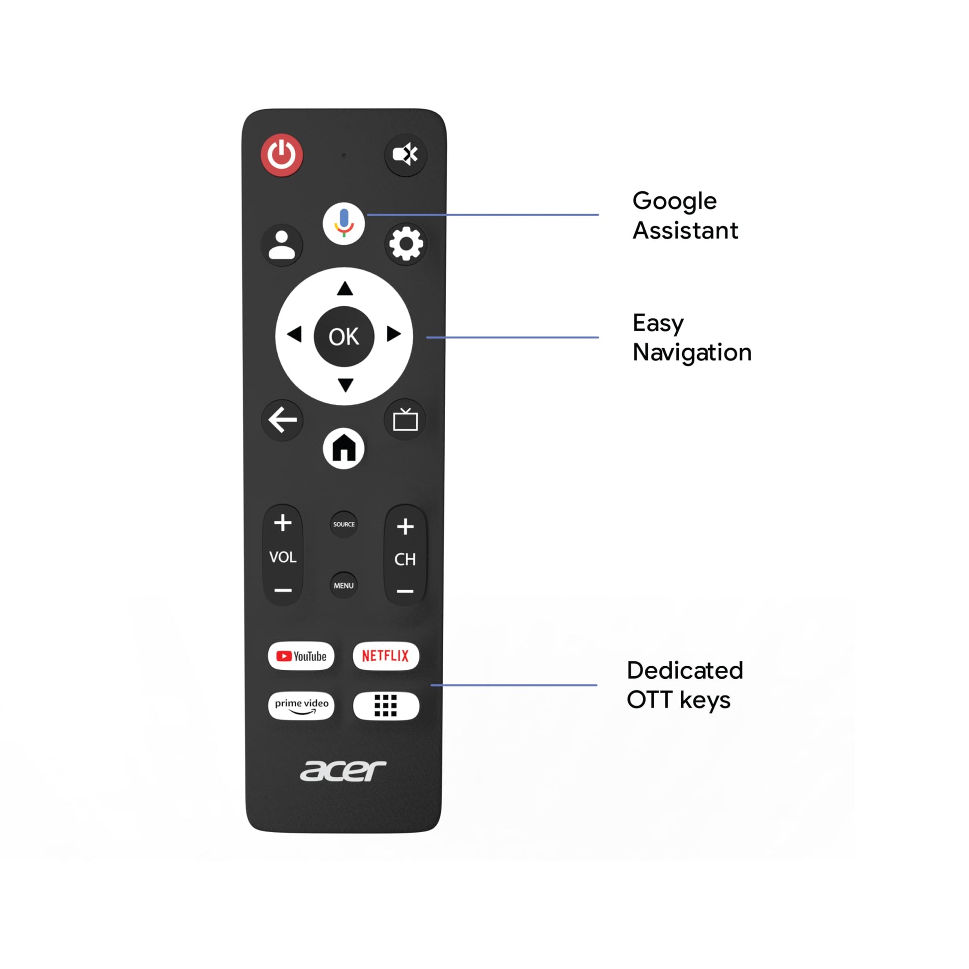 acer 139 cm (55 inches) G Series 4K Ultra HD Smart LED Google TV AR55GT2851UDFL (Black) 