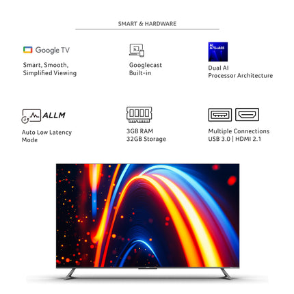 acer 164 cm (65 inches) M Series 4K Ultra HD Smart QLED Mini LED Google TV AR65UDMGR2885AT (Black) 