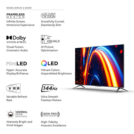 acer 164 cm (65 inches) M Series 4K Ultra HD Smart QLED Mini LED Google TV AR65UDMGR2885AT (Black) 