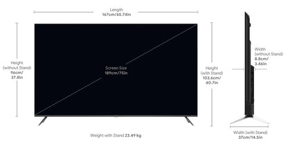 acer 189 cm (75 inches) Advanced I Series 4K Ultra HD Smart LED Google TV AR75GR2851UDFL (Black) 