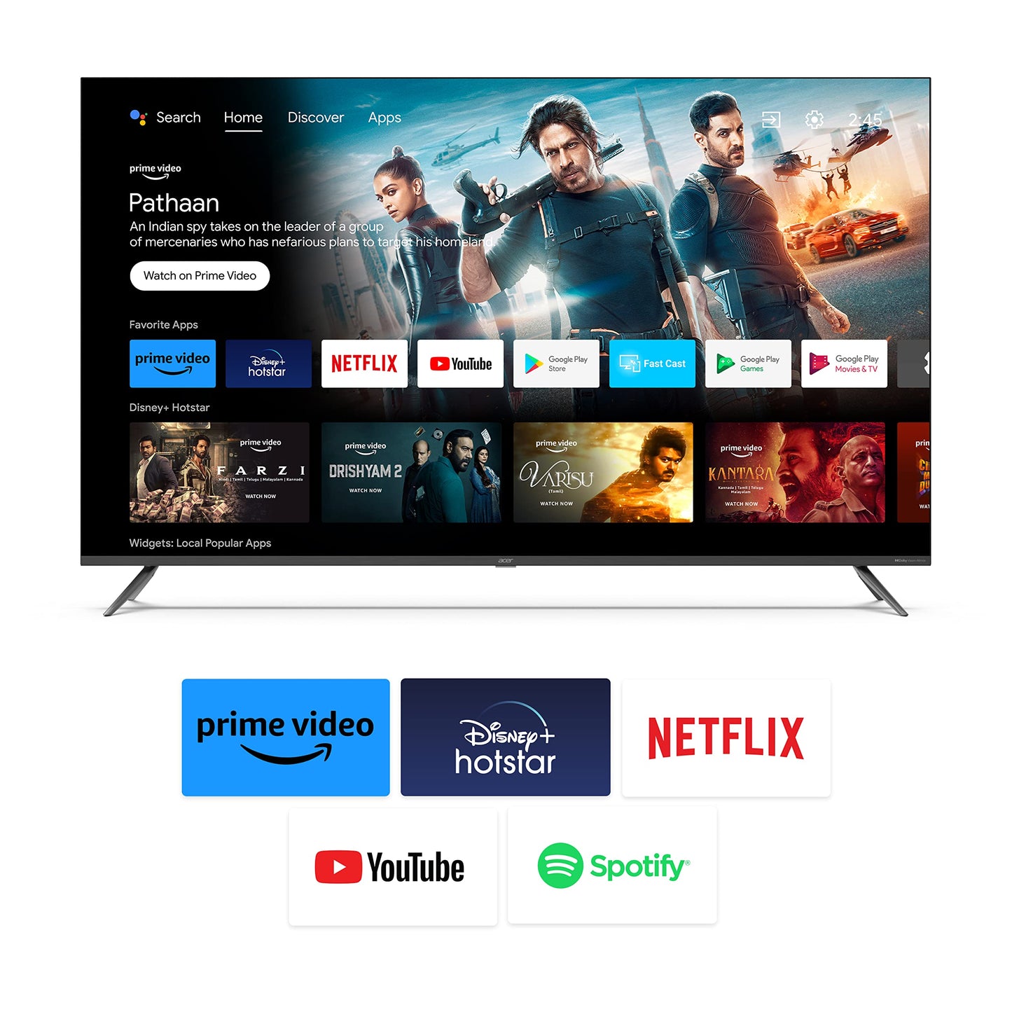 acer 189 cm (75 inches) Advanced I Series 4K Ultra HD Smart LED Google TV AR75GR2851UDFL (Black) 