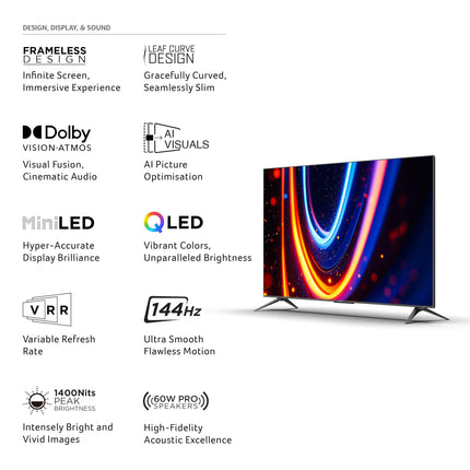 acer 189 cm (75 inches) M Series 4K Ultra HD Smart QLED Mini LED Google TV AR75UDMGR2885AT (Black) 