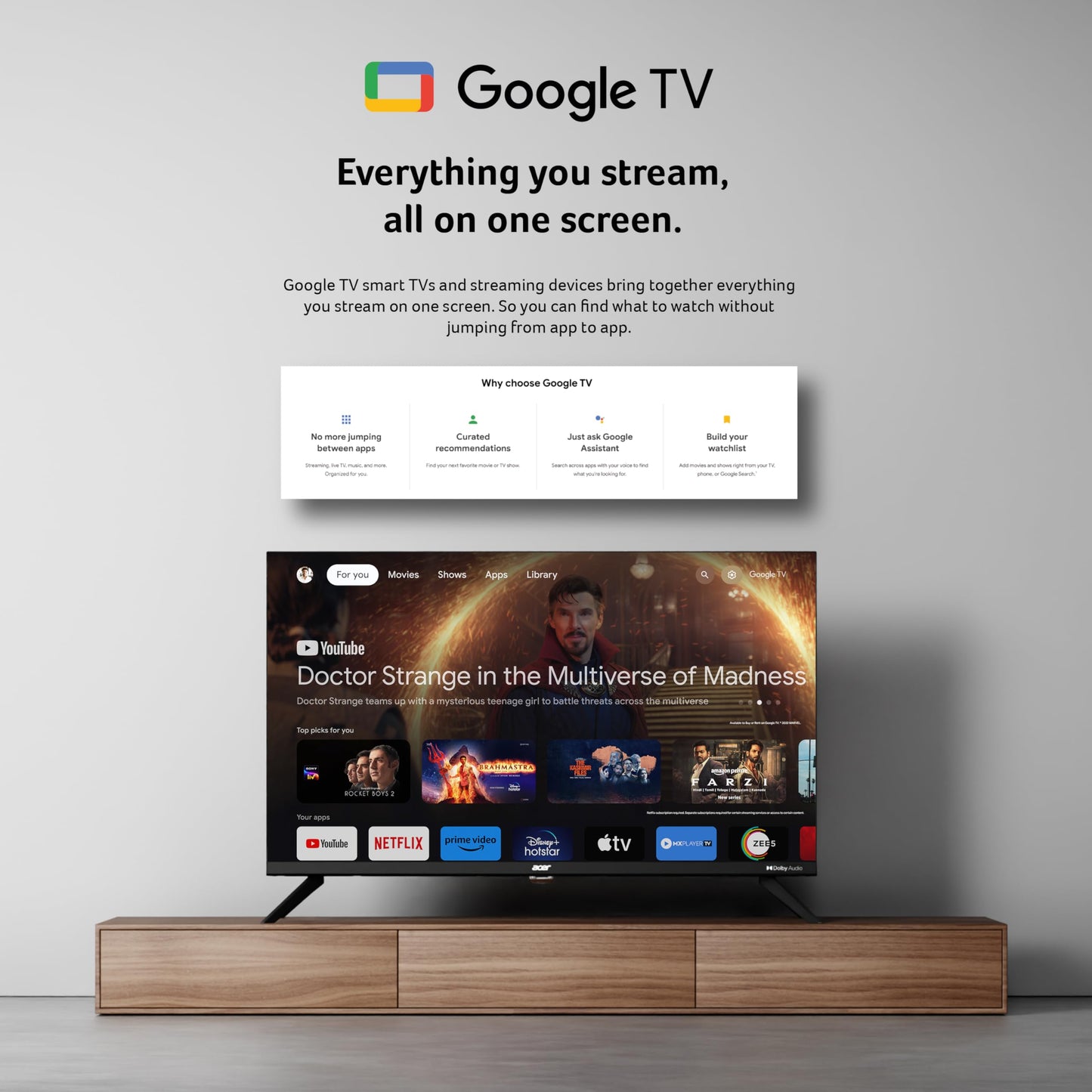acer 80 cm (32 inches) G Plus Series HD Ready LED Smart Google TV AR32HDGGR2841AD 