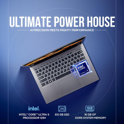 acer Aspire Go 14, Intel Core Ultra 5 125H (14th Gen),16GB DDR5 RAM/512GB SSD, WUXGA IPS, 14.0"/35.56 cm, Win 11, MS Office, Steel Gray, 1.5 kg, AG14-71M,Backlit Keyboard, AI Powered Premium Laptop 