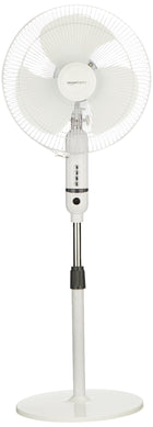 amazon basics High-Speed Oscillating Pedestal Fan I 3 Adjustable Fan Speeds | Rust Resistant Body, Adjustable Length | RPM 2200 | 400mm Sweep Length (White) 