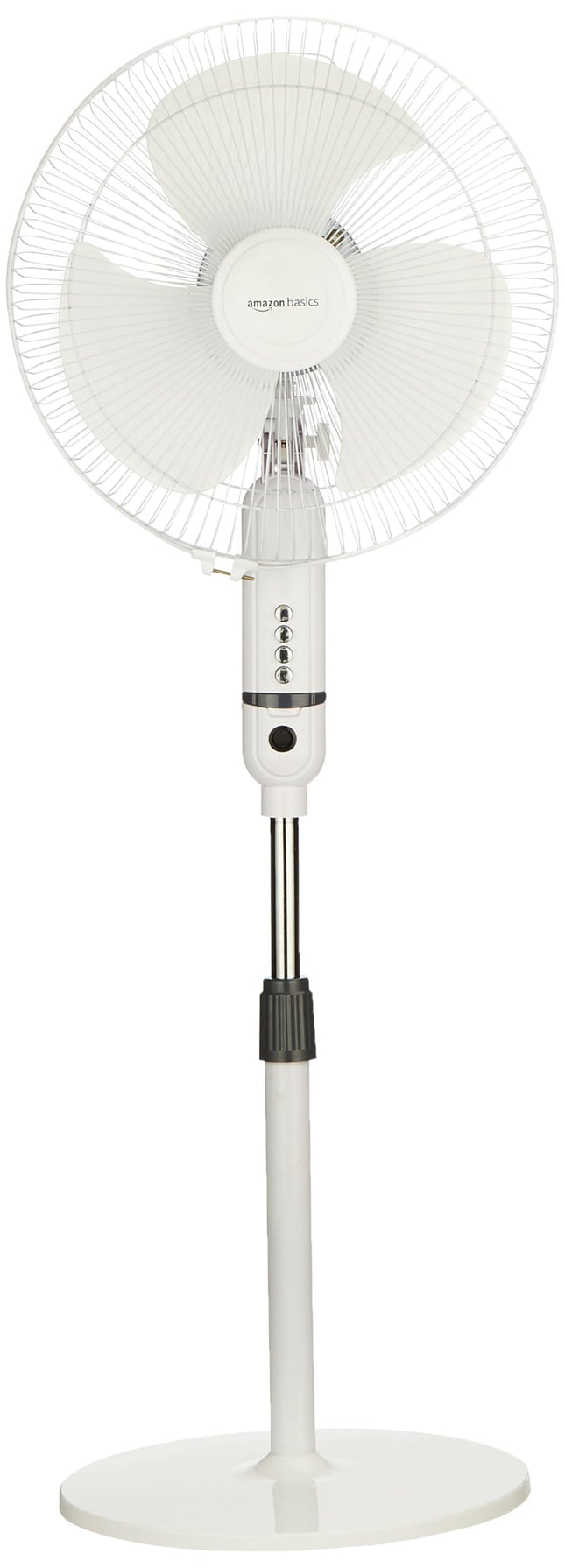 amazon basics High-Speed Oscillating Pedestal Fan I 3 Adjustable Fan Speeds | Rust Resistant Body, Adjustable Length | RPM 2200 | 400mm Sweep Length (White) 