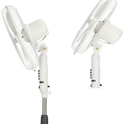 amazon basics High-Speed Oscillating Pedestal Fan I 3 Adjustable Fan Speeds | Rust Resistant Body, Adjustable Length | RPM 2200 | 400mm Sweep Length (White) 