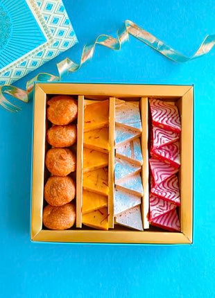 Kaju Katli Hamper | Desi Ghee Sweets | Festive Gift Pack | Hamper for Every Occasion | Birthday, Holi, Rakhi, New Year, Christmas, Anniversary | Kaju Katli Hamper - Strawberry Kaju Katli, Kesar Kaju Katli , Kaju Katli , MIni Kachori | Shark Tank India Bra 