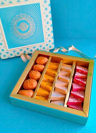 Kaju Katli Hamper | Desi Ghee Sweets | Festive Gift Pack | Hamper for Every Occasion | Birthday, Holi, Rakhi, New Year, Christmas, Anniversary | Kaju Katli Hamper - Strawberry Kaju Katli, Kesar Kaju Katli , Kaju Katli , MIni Kachori | Shark Tank India Bra 