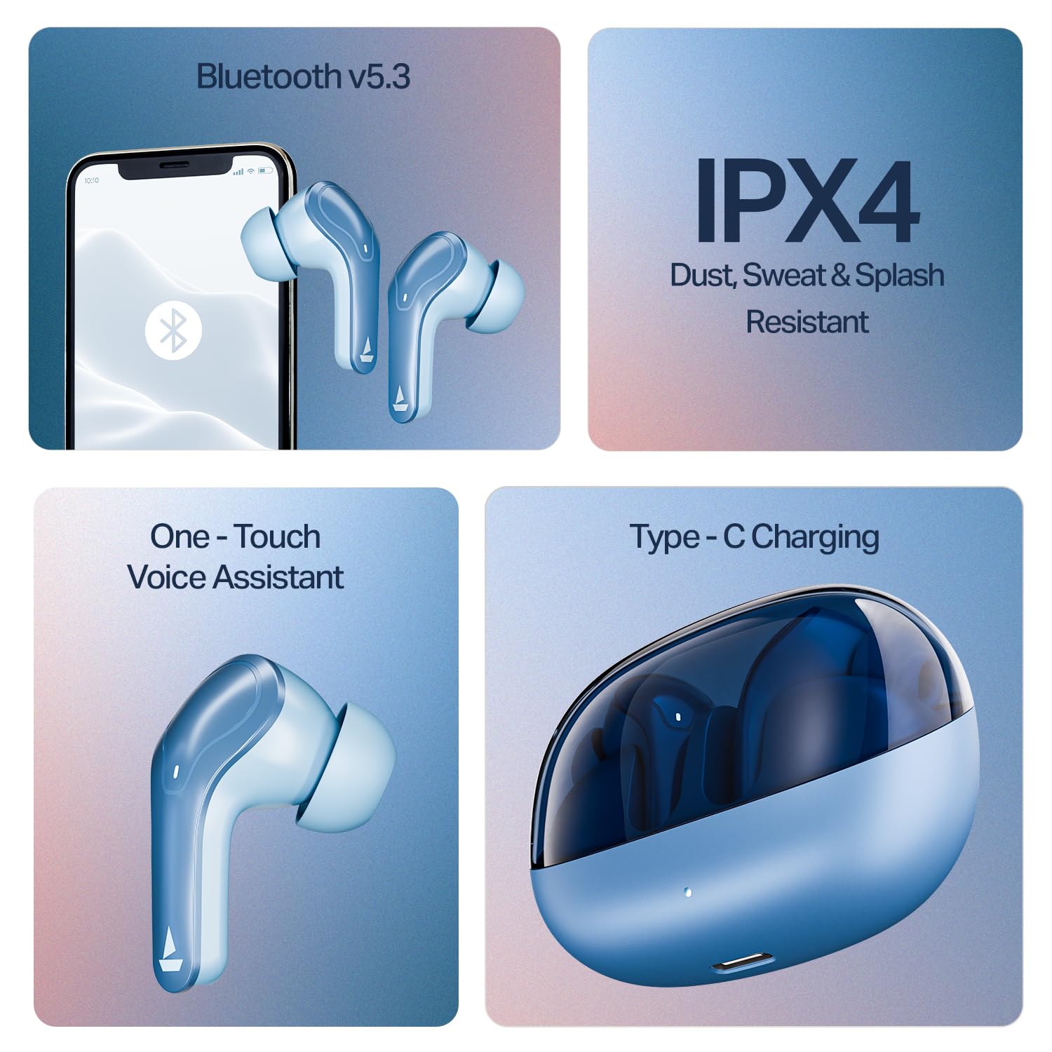 boAt 2025 Launch Airdopes Plus 311,Glass Design,ENx Tech,50 H Battery, Fast Charge, Stream Ad Free Music via App Support, Bluetooth Earbuds, TWS Ear Buds Wireless Earphones with mic (Midnight Black) 