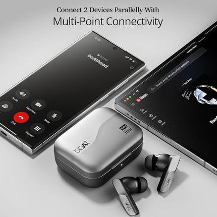 boAt Airdopes 800 HiDef, Hi-Res Audio LDAC, 4Mic ENx, App Support, ASAP Charge, IPX5, Low Latency, Dual Pairing, BTv5.3, Bluetooth TWS in Ear Earbuds Wireless Earphones (Graphite Grey) 