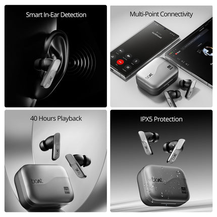 boAt Airdopes 800 HiDef, Hi-Res Audio LDAC, 4Mic ENx, App Support, ASAP Charge, IPX5, Low Latency, Dual Pairing, BTv5.3, Bluetooth TWS in Ear Earbuds Wireless Earphones (Graphite Grey) 