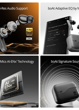 boAt Airdopes 800 HiDef, Hi-Res Audio LDAC, 4Mic ENx, App Support, ASAP Charge, IPX5, Low Latency, Dual Pairing, BTv5.3, Bluetooth TWS in Ear Earbuds Wireless Earphones (Graphite Grey) 