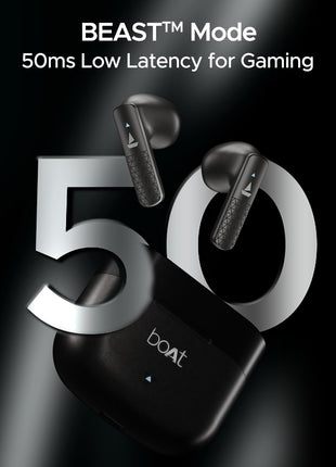 boAt Airdopes 91 Prime, 45HRS Battery, 13mm Drivers, Metallic Finish, Low Latency,ENx Tech, Fast Charge, v5.3 Bluetooth TWS in Ear Earbuds Wireless Earphones with mic (Midnight Black) 