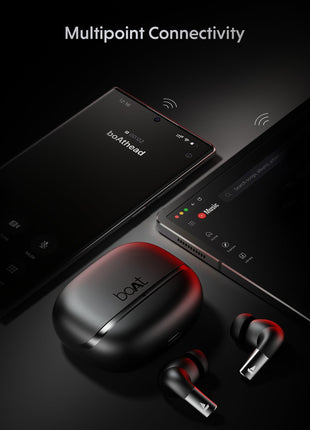 boAt Airdopes Ultra Pro (2025 Launch), 100Hrs Battery, Dual Pairing, Spatial Audio,App Support, Fast Charge,4Mics ENx, v5.3 Bluetooth Earbuds, TWS Ear Buds Wireless Earphones with mic (Gunmetal Black) 