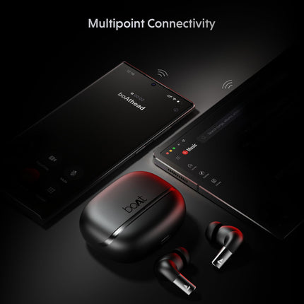 boAt Airdopes Ultra Pro (2025 Launch), 100Hrs Battery, Dual Pairing, Spatial Audio,App Support, Fast Charge,4Mics ENx, v5.3 Bluetooth Earbuds, TWS Ear Buds Wireless Earphones with mic (Gunmetal Black) 