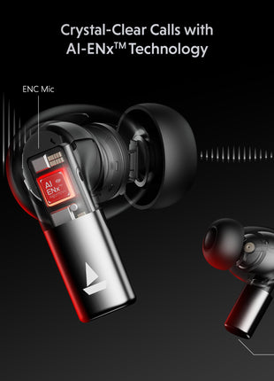 boAt Airdopes Ultra Pro (2025 Launch), 100Hrs Battery, Dual Pairing, Spatial Audio,App Support, Fast Charge,4Mics ENx, v5.3 Bluetooth Earbuds, TWS Ear Buds Wireless Earphones with mic (Gunmetal Black) 