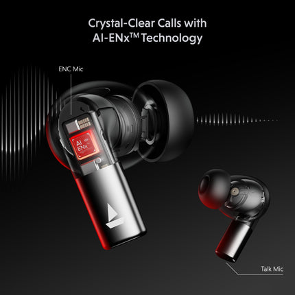 boAt Airdopes Ultra Pro (2025 Launch), 100Hrs Battery, Dual Pairing, Spatial Audio,App Support, Fast Charge,4Mics ENx, v5.3 Bluetooth Earbuds, TWS Ear Buds Wireless Earphones with mic (Gunmetal Black) 