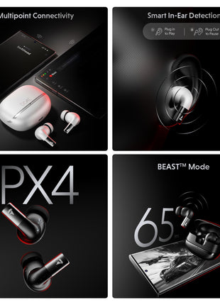 boAt Airdopes Ultra Pro (2025 Launch), 100Hrs Battery, Dual Pairing, Spatial Audio,App Support, Fast Charge,4Mics ENx, v5.3 Bluetooth Earbuds, TWS Ear Buds Wireless Earphones with mic (Gunmetal Black) 