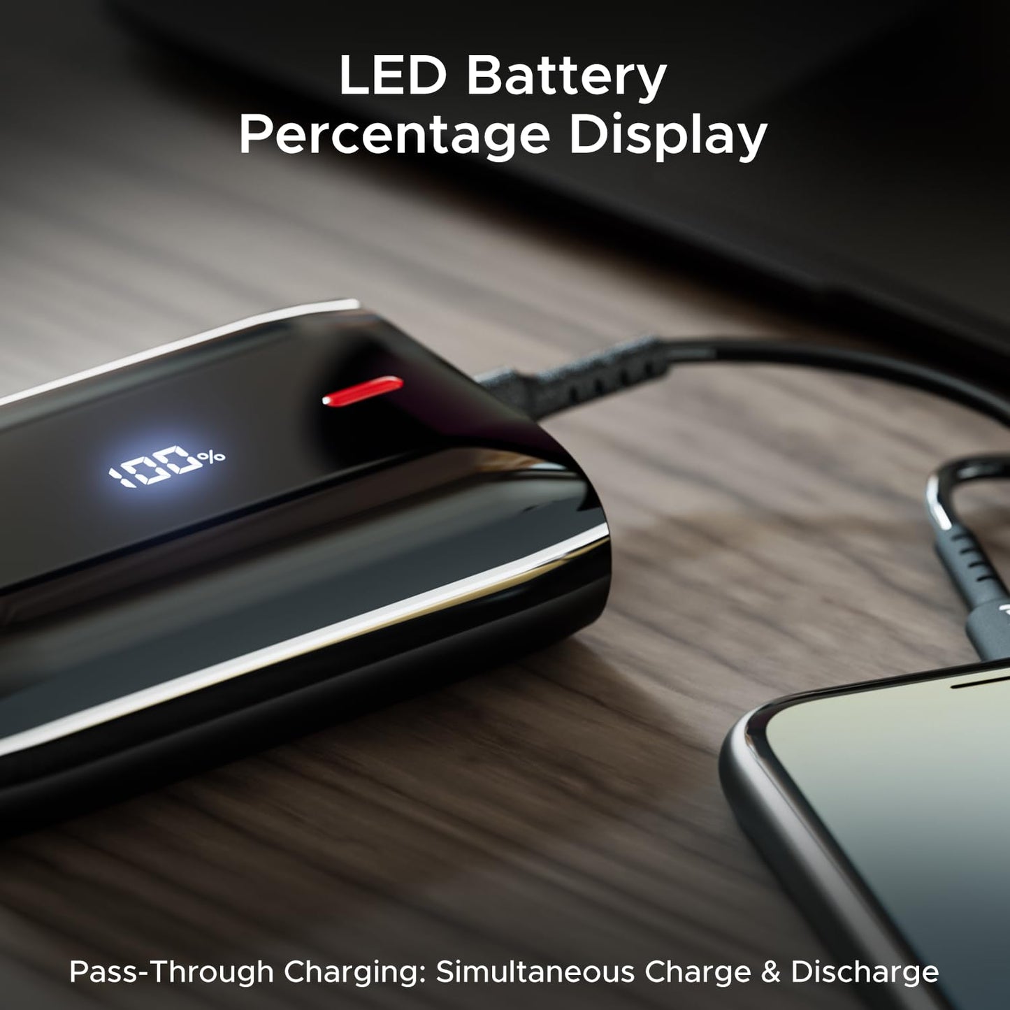 boAt EnergyShroom PB300 Air 10000 mAh 22.5W Pocket Size Power Bank with Compact and Lightweight Design, LED Battery Display, 12 Layer Smart IC Protection & Smart Power Management(Carbon Black) 