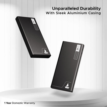 boAt Energyshroom PB300 Powerbank with 10000mAh Battery, 22.5w Fast Charging, 12-Layer Smart IC Protection, LED Indicators and Aluminum Alloy Casing(Carbon Black) 
