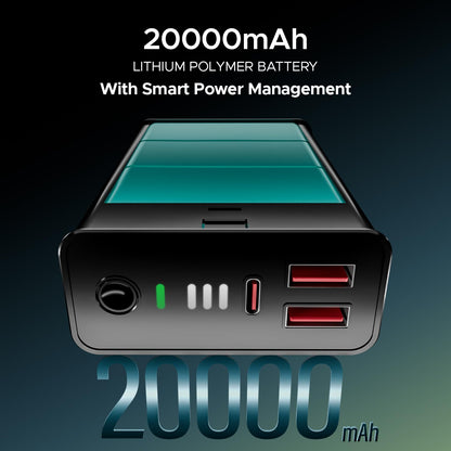 boAt Energyshroom PB400 Pro 20000mAh | Pocket Size, Compact Power Bank w/Type-C Input (2-Way Port), 3X Output Ports, Compatible with Tablets, Smartphones, Earbuds, Smartwatch(Carbon Black) 
