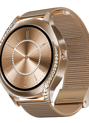 boAt Enigma Gem Women's Luxury Smart Watch w/ 1.19” (3.02cm) AMOLED Display, Emergency SOS Live Location Sharing, Watch Face Studio, QR Tray, BT Calling, 700+ Active Mode, HR & SpO2 (Rose Gold) 