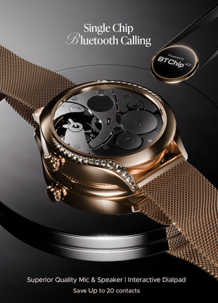 boAt Enigma Gem Women's Luxury Smart Watch w/ 1.19” (3.02cm) AMOLED Display, Emergency SOS Live Location Sharing, Watch Face Studio, QR Tray, BT Calling, 700+ Active Mode, HR & SpO2 (Rose Gold) 