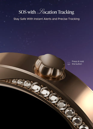 boAt Enigma Gem Women's Luxury Smart Watch w/ 1.19” (3.02cm) AMOLED Display, Emergency SOS Live Location Sharing, Watch Face Studio, QR Tray, BT Calling, 700+ Active Mode, HR & SpO2 (Rose Gold) 