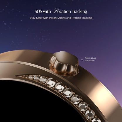 boAt Enigma Gem Women's Luxury Smart Watch w/ 1.19” (3.02cm) AMOLED Display, Emergency SOS Live Location Sharing, Watch Face Studio, QR Tray, BT Calling, 700+ Active Mode, HR & SpO2 (Rose Gold) 