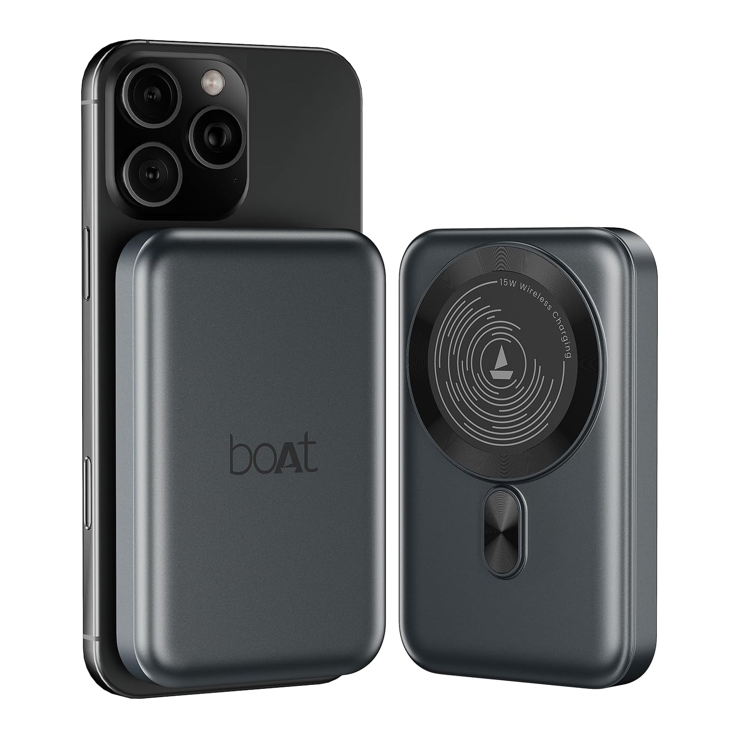 boAt New Launch EnergyShroom PB331 (Magsafe) 10000mAh Magnetic Wireless Powerbank, 15W Wireless & 22.5W Wired Charging for (iPhone 16,15,14,13 & 12, Android & Other Qi Enabled Devices) (Ash Black) 
