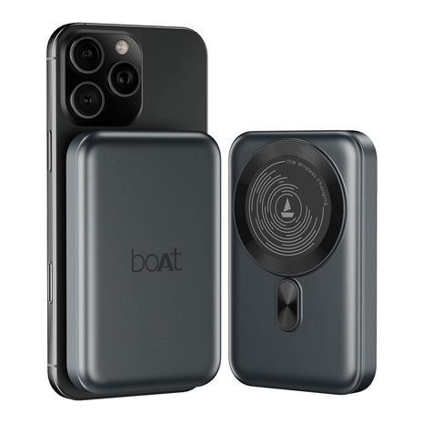 boAt New Launch EnergyShroom PB331 (Magsafe) 10000mAh Magnetic Wireless Powerbank, 15W Wireless & 22.5W Wired Charging for (iPhone 16,15,14,13 & 12, Android & Other Qi Enabled Devices) (Ash Black) 