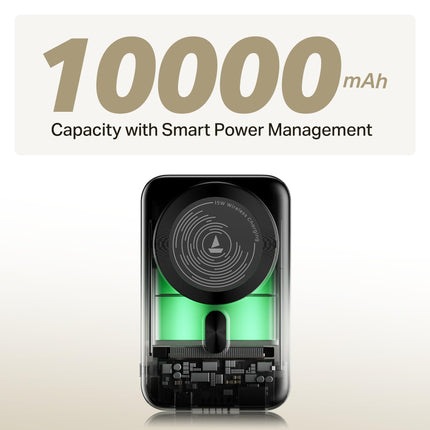boAt New Launch EnergyShroom PB331 (Magsafe) 10000mAh Magnetic Wireless Powerbank, 15W Wireless & 22.5W Wired Charging for (iPhone 16,15,14,13 & 12, Android & Other Qi Enabled Devices) (Ash Black) 