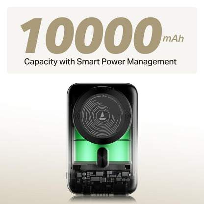boAt New Launch EnergyShroom PB331 (Magsafe) 10000mAh Magnetic Wireless Powerbank, 15W Wireless & 22.5W Wired Charging for (iPhone 16,15,14,13 & 12, Android & Other Qi Enabled Devices) (Ash Black) 