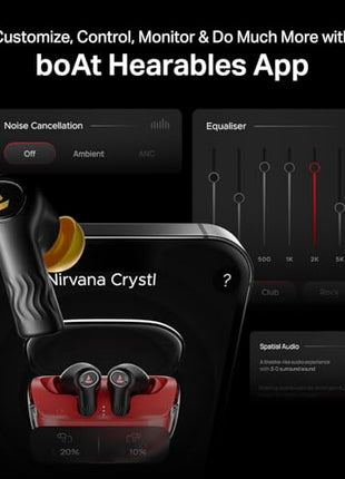 boAt New Launch Nirvana Crystl, Transparent Case,Spatial Audio, ANC(~32dB), 100Hrs Battery,4Mics ENx, Dual Pair,App Support, Bluetooth Earbuds, TWS Ear Buds Wireless Earphones with mic (Yellow Pop) 