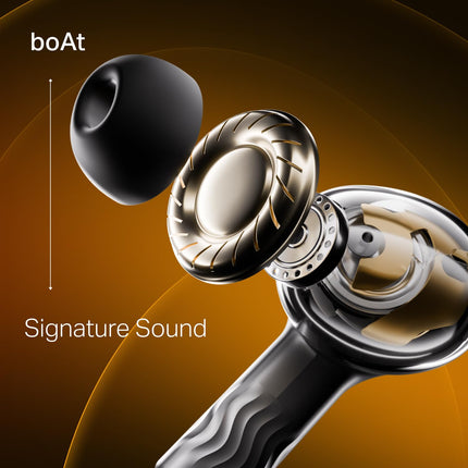 boAt New Launch Nirvana Crystl, Transparent Case,Spatial Audio, ANC(~32dB), 100Hrs Battery,4Mics ENx, Dual Pair,App Support, Bluetooth Earbuds, TWS Ear Buds Wireless Earphones with mic (Yellow Pop) 
