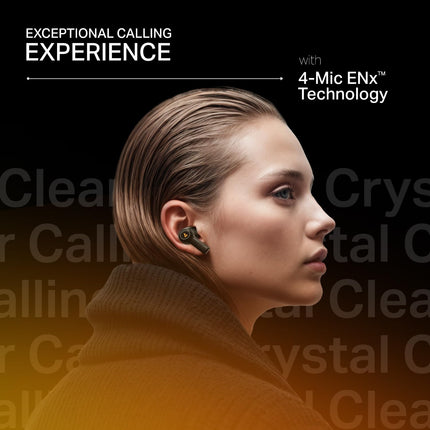 boAt New Launch Nirvana Crystl, Transparent Case,Spatial Audio, ANC(~32dB), 100Hrs Battery,4Mics ENx, Dual Pair,App Support, Bluetooth Earbuds, TWS Ear Buds Wireless Earphones with mic (Yellow Pop) 