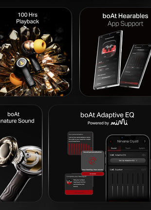 boAt New Launch Nirvana Crystl, Transparent Case,Spatial Audio, ANC(~32dB), 100Hrs Battery,4Mics ENx, Dual Pair,App Support, Bluetooth Earbuds, TWS Ear Buds Wireless Earphones with mic (Yellow Pop) 