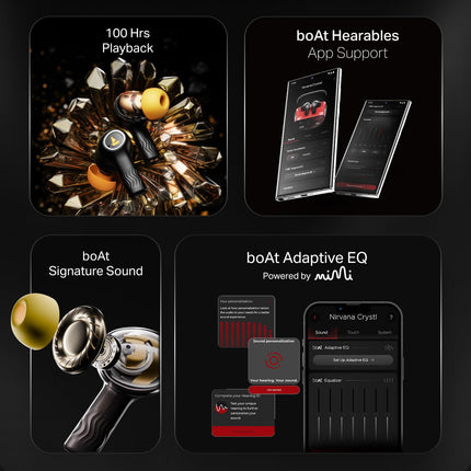 boAt New Launch Nirvana Crystl, Transparent Case,Spatial Audio, ANC(~32dB), 100Hrs Battery,4Mics ENx, Dual Pair,App Support, Bluetooth Earbuds, TWS Ear Buds Wireless Earphones with mic (Yellow Pop) 