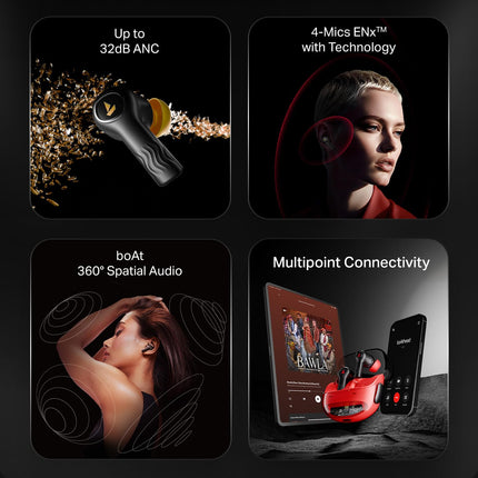 boAt New Launch Nirvana Crystl, Transparent Case,Spatial Audio, ANC(~32dB), 100Hrs Battery,4Mics ENx, Dual Pair,App Support, Bluetooth Earbuds, TWS Ear Buds Wireless Earphones with mic (Yellow Pop) 