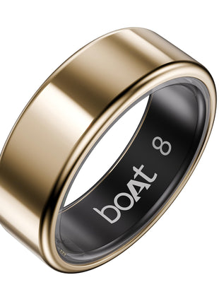 boAt New Launch SmartRing Active Plus, Auto Heart Rate, Sleep, SpO2, Stress & Skin Temperature Monitor, Stainless-Steel Build, Lightweight, 30-Days Battery, Magnetic Charging Case(8, Rose Gold) 
