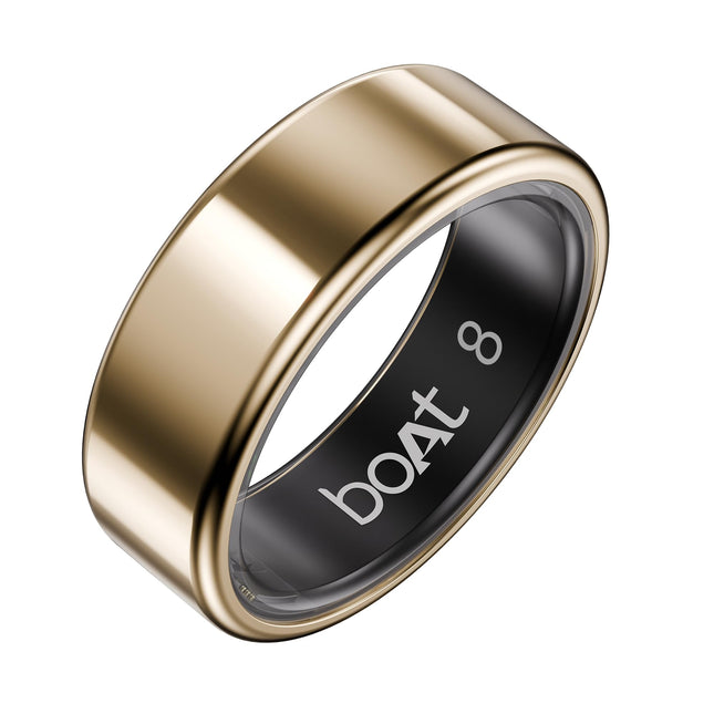 boAt New Launch SmartRing Active Plus, Auto Heart Rate, Sleep, SpO2, Stress & Skin Temperature Monitor, Stainless-Steel Build, Lightweight, 30-Days Battery, Magnetic Charging Case(8, Rose Gold) 