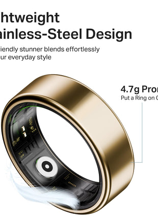 boAt New Launch SmartRing Active Plus, Auto Heart Rate, Sleep, SpO2, Stress & Skin Temperature Monitor, Stainless-Steel Build, Lightweight, 30-Days Battery, Magnetic Charging Case(8, Rose Gold) 