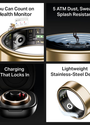 boAt New Launch SmartRing Active Plus, Auto Heart Rate, Sleep, SpO2, Stress & Skin Temperature Monitor, Stainless-Steel Build, Lightweight, 30-Days Battery, Magnetic Charging Case(8, Rose Gold) 