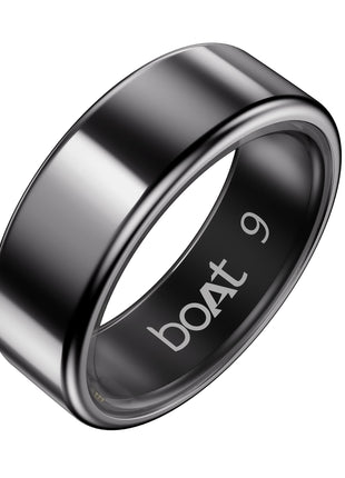 boAt New Launch SmartRing Active Plus, Auto Heart Rate, Sleep, SpO2, Stress & Skin Temperature Monitor, Stainless-Steel Build, Lightweight, 30-Days Battery, Magnetic Charging Case(9, Midnight Black) 