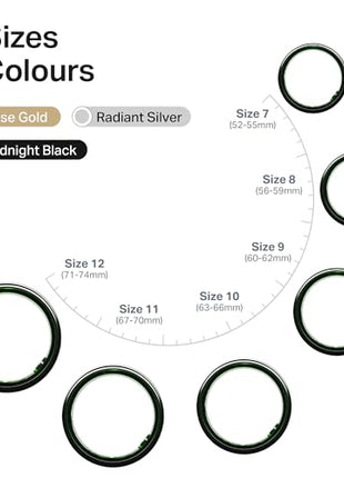 boAt New Launch SmartRing Active Plus, Auto Heart Rate, Sleep, SpO2, Stress & Skin Temperature Monitor, Stainless-Steel Build, Lightweight, 30-Days Battery, Magnetic Charging Case(9, Midnight Black) 