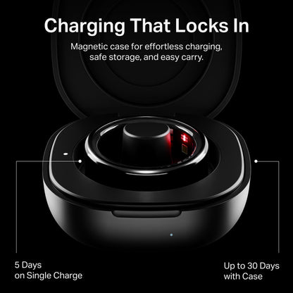 boAt New Launch SmartRing Active Plus, Auto Heart Rate, Sleep, SpO2, Stress & Skin Temperature Monitor, Stainless-Steel Build, Lightweight, 30-Days Battery, Magnetic Charging Case(9, Midnight Black) 